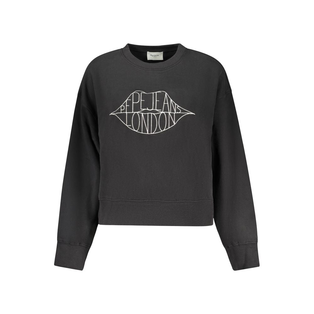 Pepe Jeans - Edgy Cropped Graphic Lip Logo Sweatshirt - Black Pepe Jeans
