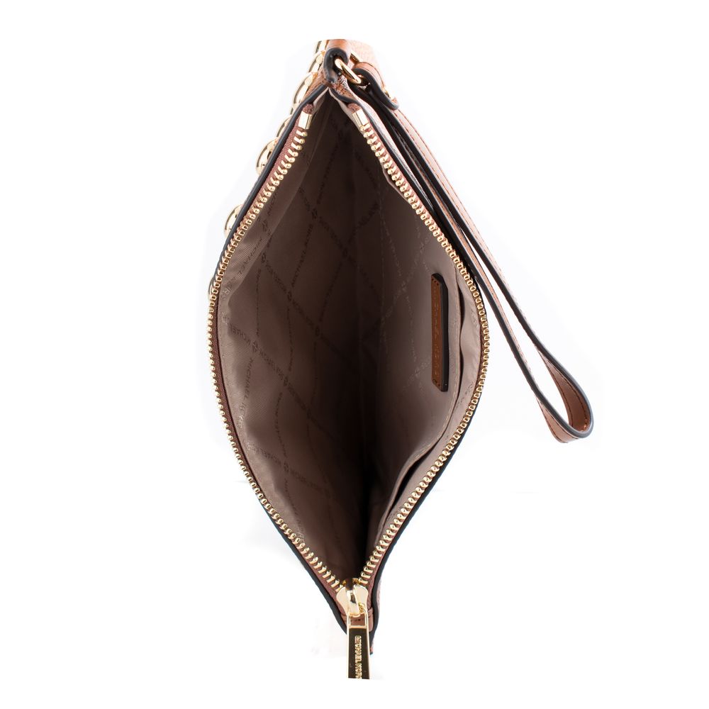 Michael Kors - Edgy Studded Textured Leather Wristlet Clutch - Brown Michael Kors