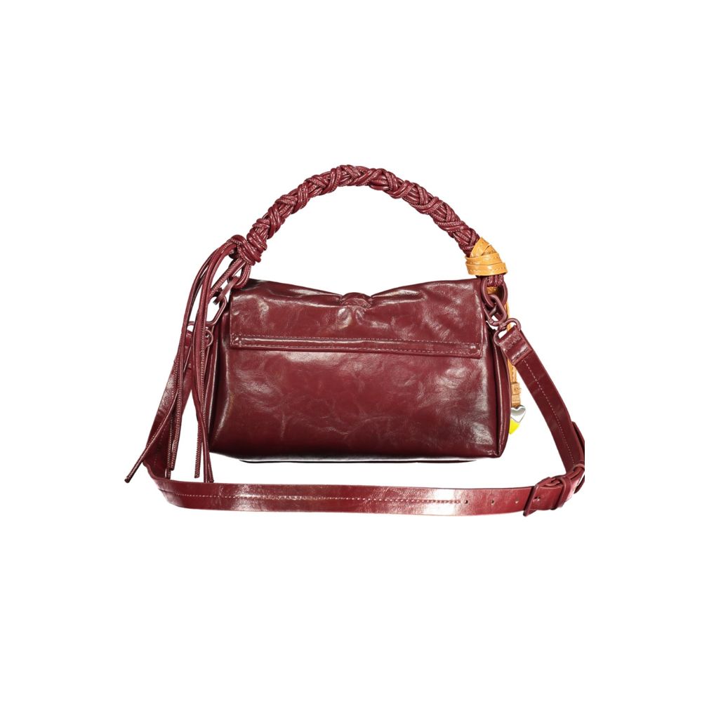 Desigual - Bold Glossy Braided Handle Mini Flap Bag - Burgundy Desigual