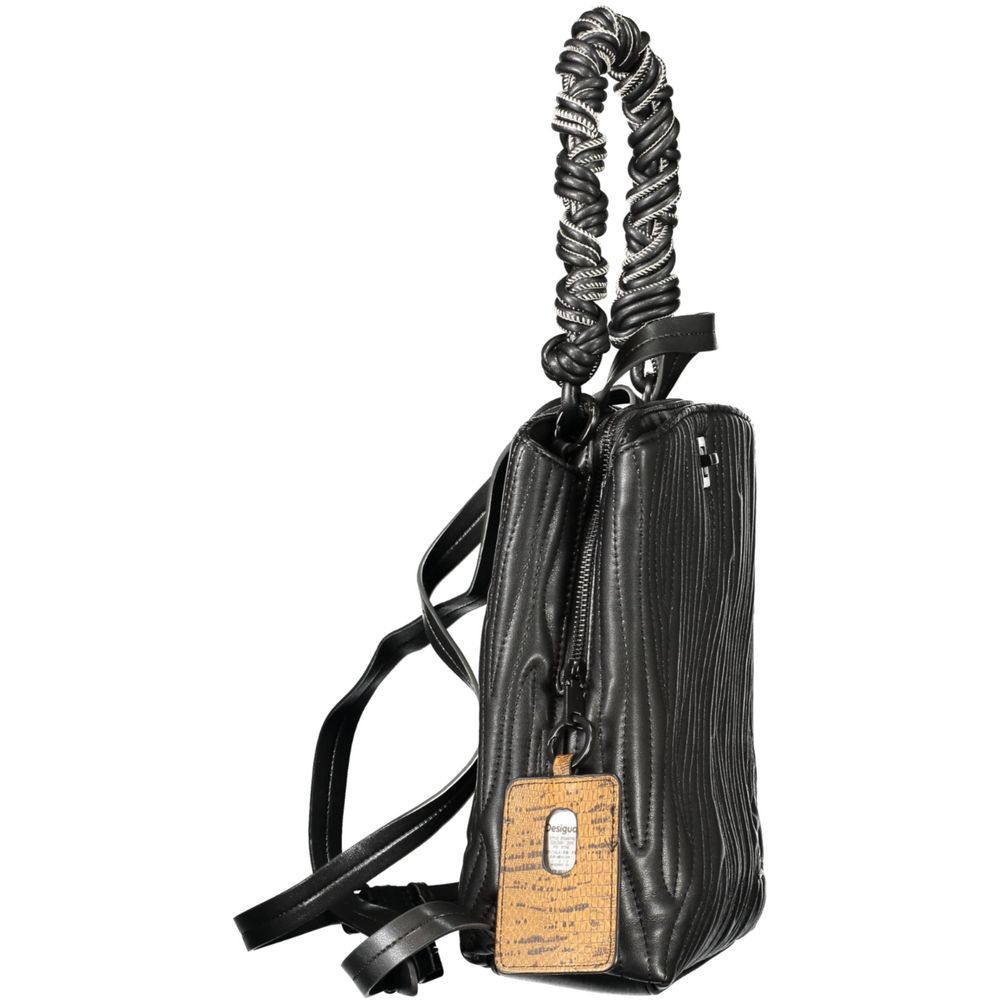 Desigual - Bold Textured Wave Mini Backpack with Twisted Handle - Black Desigual