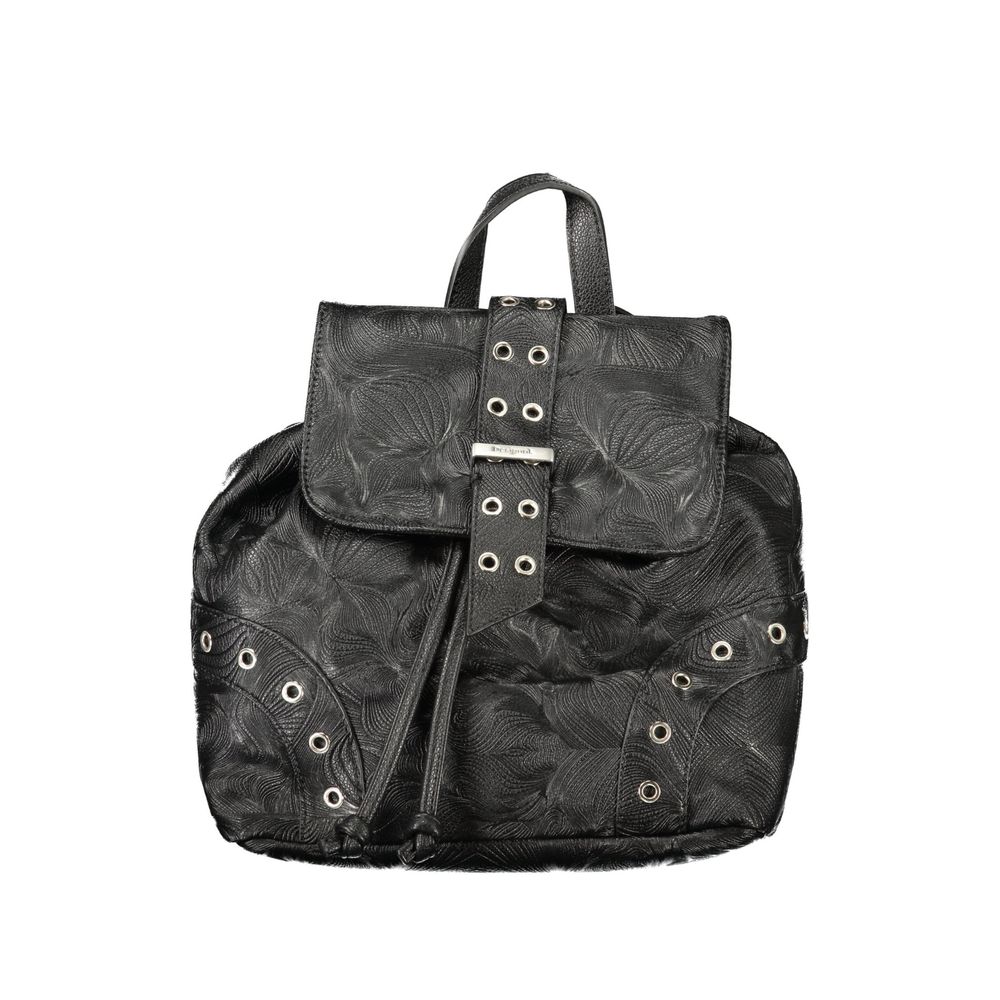 Desigual - Edgy Textured Polyethylene Short Backpack with Eyelets - Black Desigual