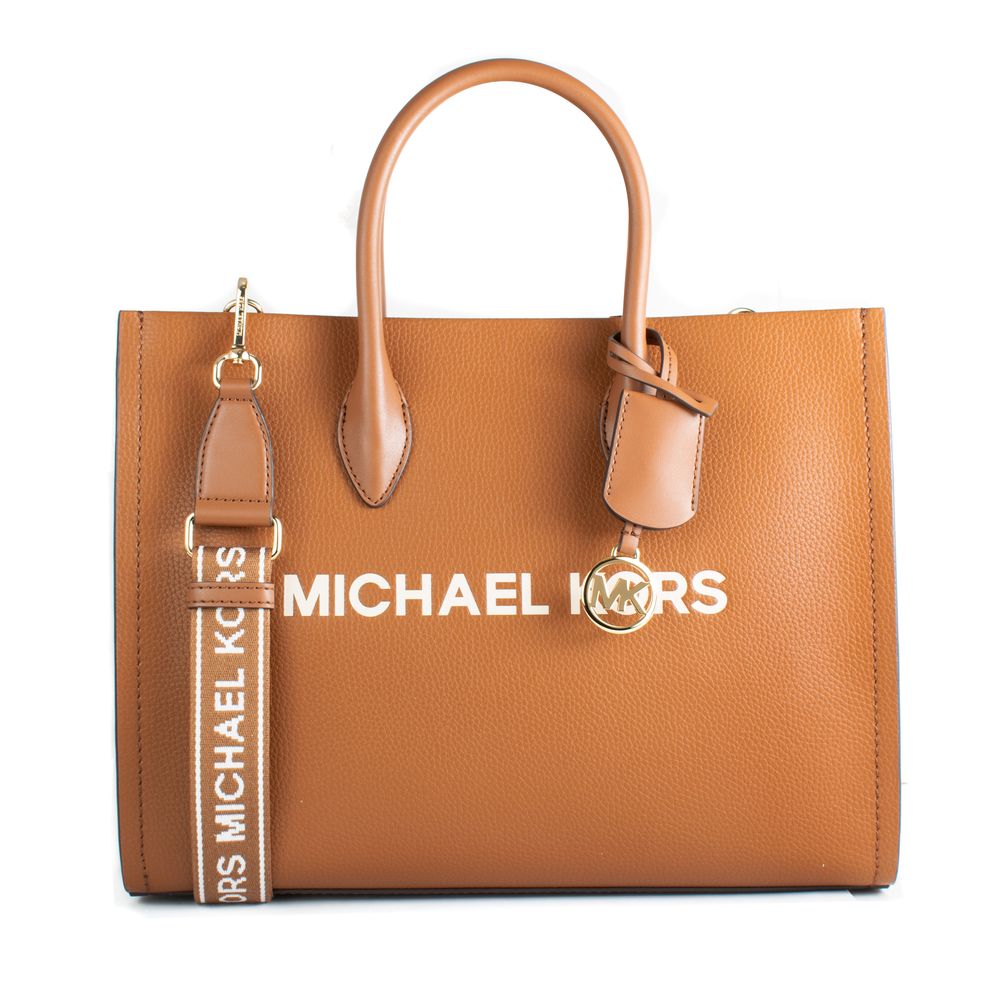 Michael Kors - Polished Logo Print Leather Shoulder Bag - Brown Michael Kors