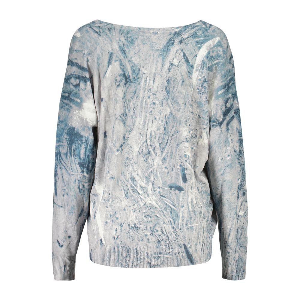Desigual - Soft Viscose Abstract Print Relaxed Sweater - Azzurro Desigual