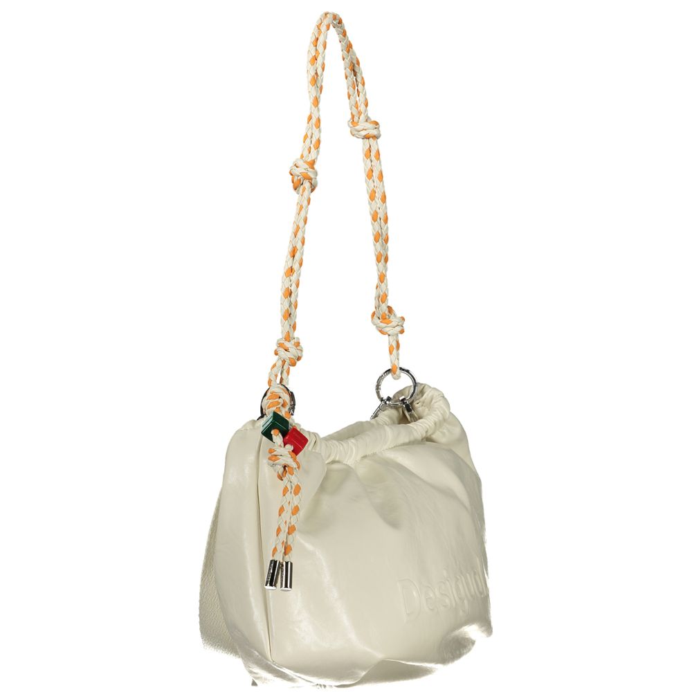 Desigual - Playful Glossy PU Shoulder Bag with Knotted Rope Handle - White Desigual
