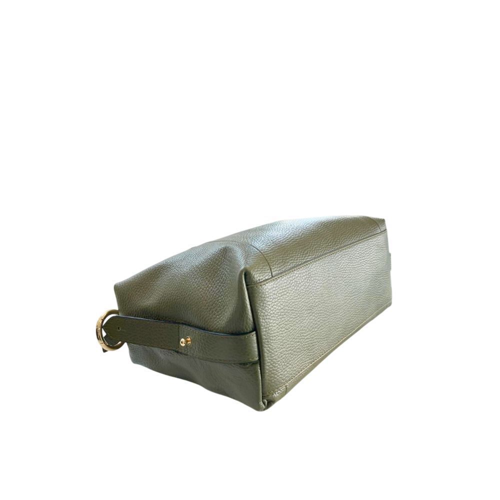 Baldinini Trend - Structured Textured Leather Top Handle Shoulder Bag - Olive Green Baldinini Trend