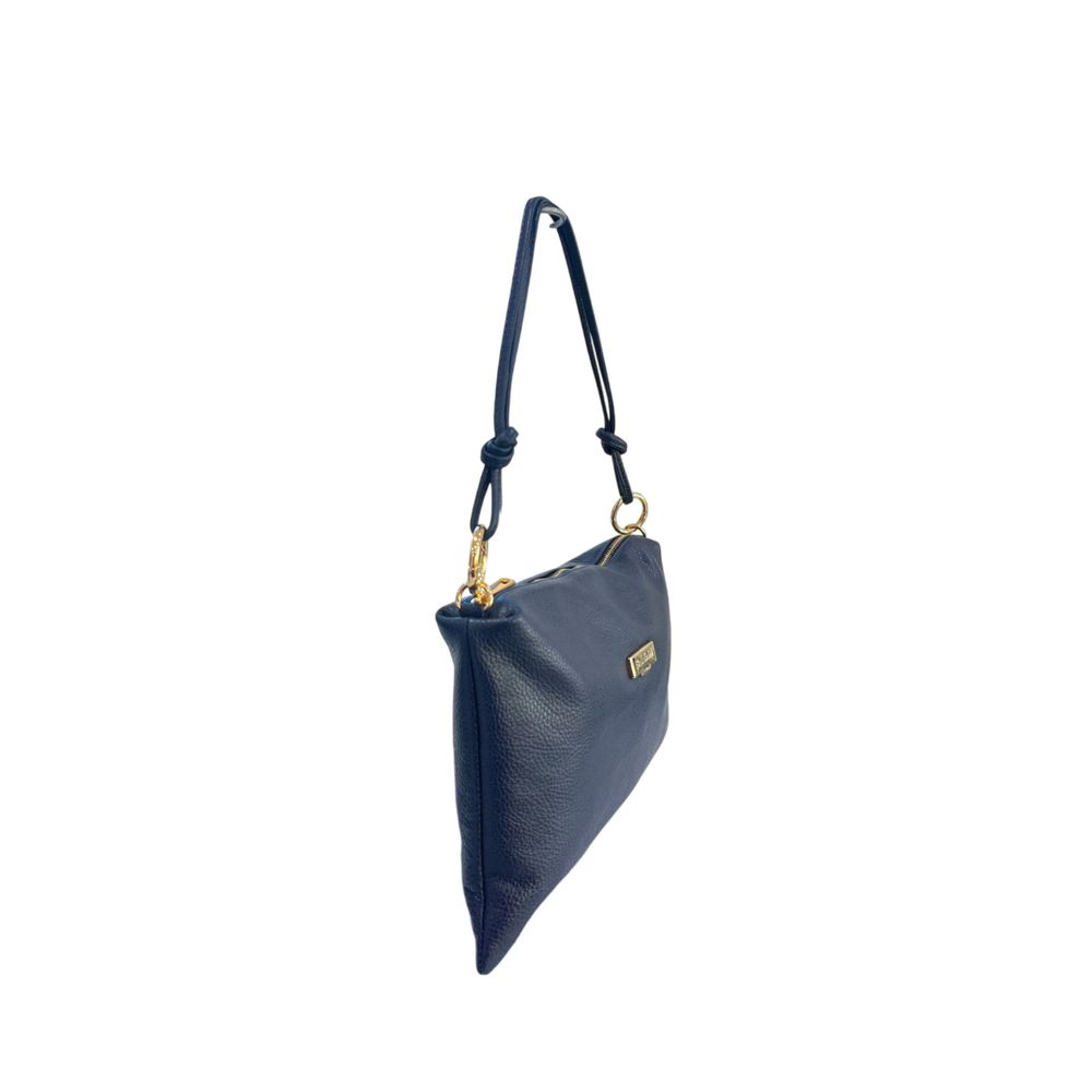 Baldinini Trend - Polished Blue Cowhide Convertible Clutch Bag - Blue Baldinini Trend