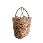 Baldinini Trend - Artistic Floral Openwork Basket Handbag - Brown Baldinini Trend