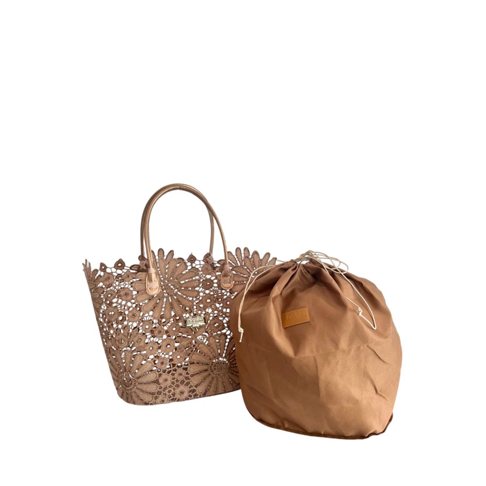 Baldinini Trend - Artistic Floral Openwork Basket Handbag - Brown Baldinini Trend