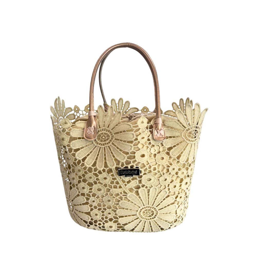 Baldinini Trend - Sculptural Floral Openwork Basket Handbag - Beige Baldinini Trend