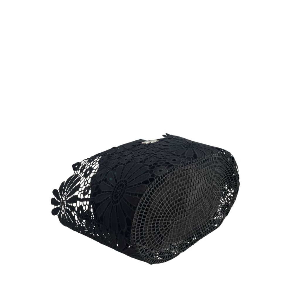 Baldinini Trend - Sculptural Floral Openwork Basket Handbag - Black Baldinini Trend