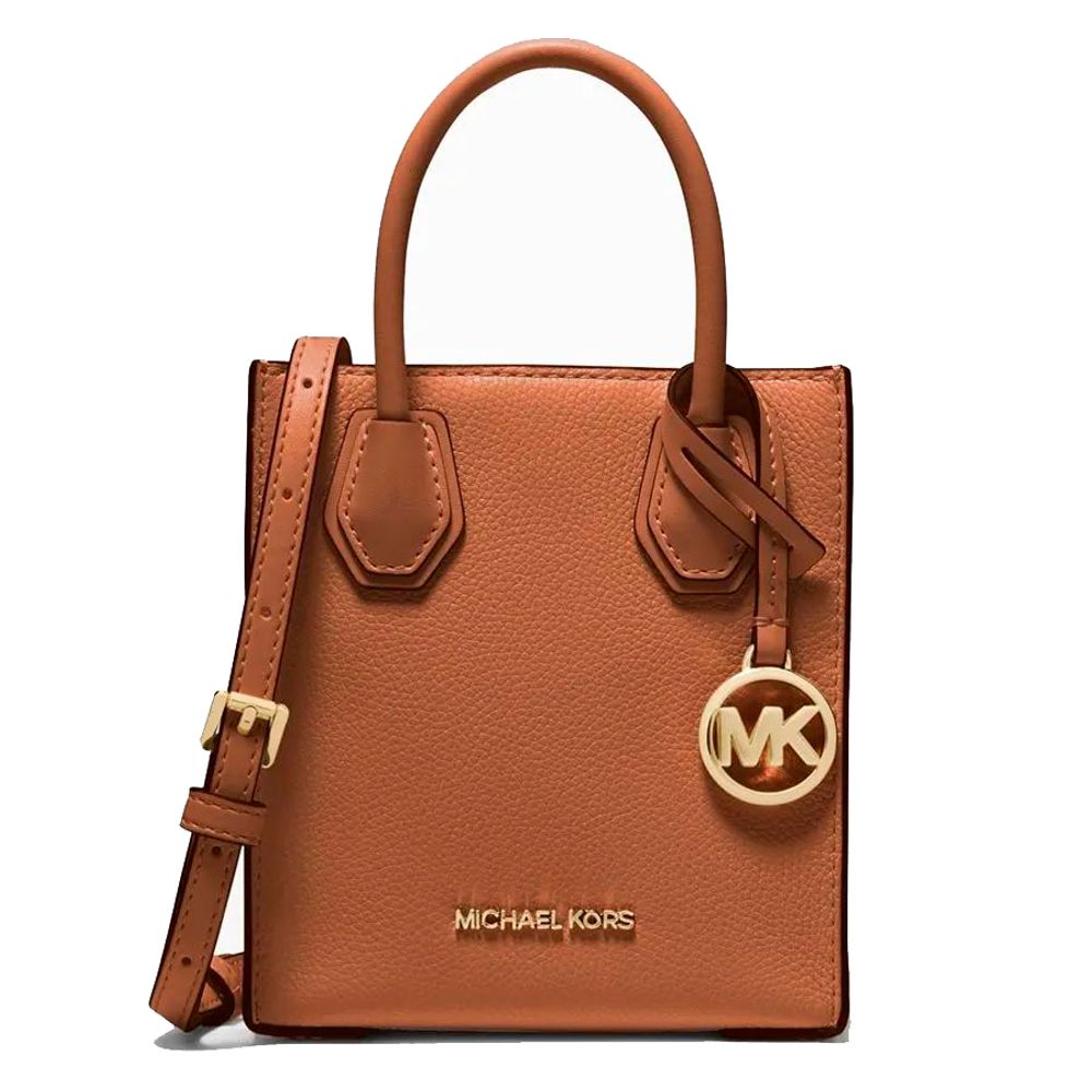 Michael Kors - Polished Textured Structured Mini Top Handle Bag - Brown Michael Kors