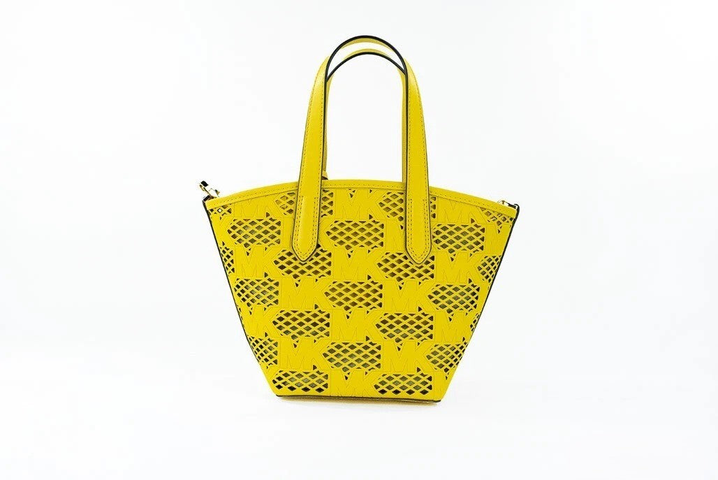 Michael Kors - Vibrant Perforated Vegan Leather 2-In-1 Tote Messenger Bag - Daffodil Michael Kors