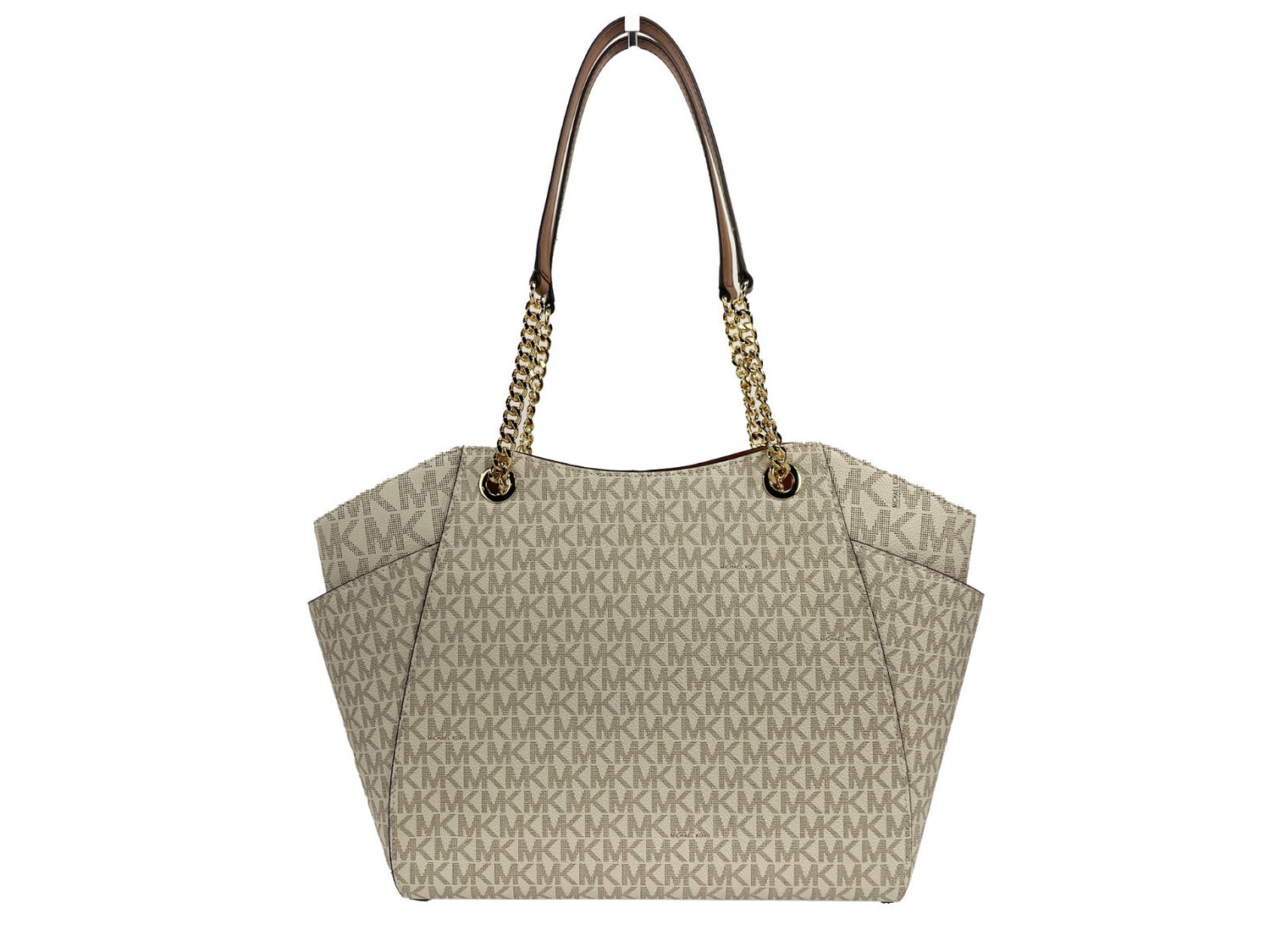 Michael Kors - Polished Signature PVC Large Logo Tote with Chain Handles - Vanilla Michael Kors