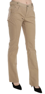 Just Cavalli - Polished Cotton Straight Leg Trousers - Beige Just Cavalli