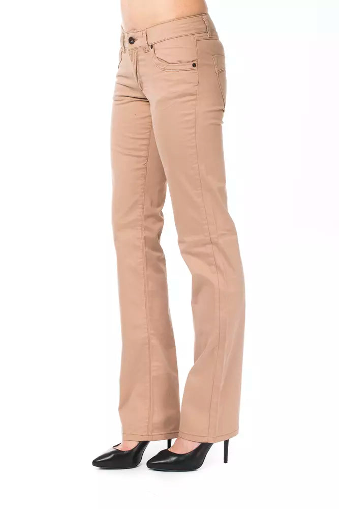 Ungaro Fever - Chic Straight Leg Cotton Blend Trousers - Beige Ungaro Fever