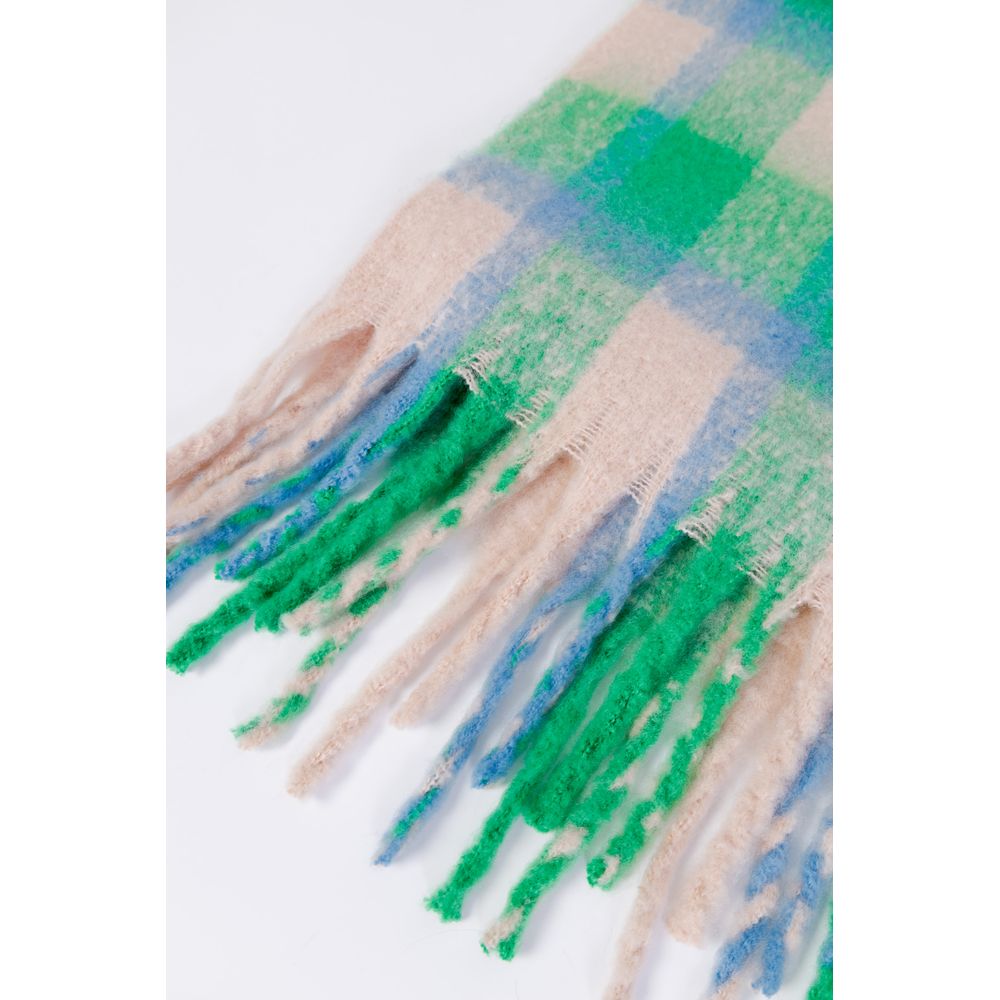 Only - Classic Check Fringe Scarf - Green Multi Only
