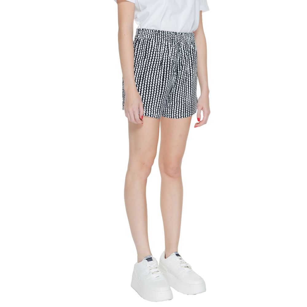 Only - Relaxed Geometric Print Viscose Shorts - Black White Only