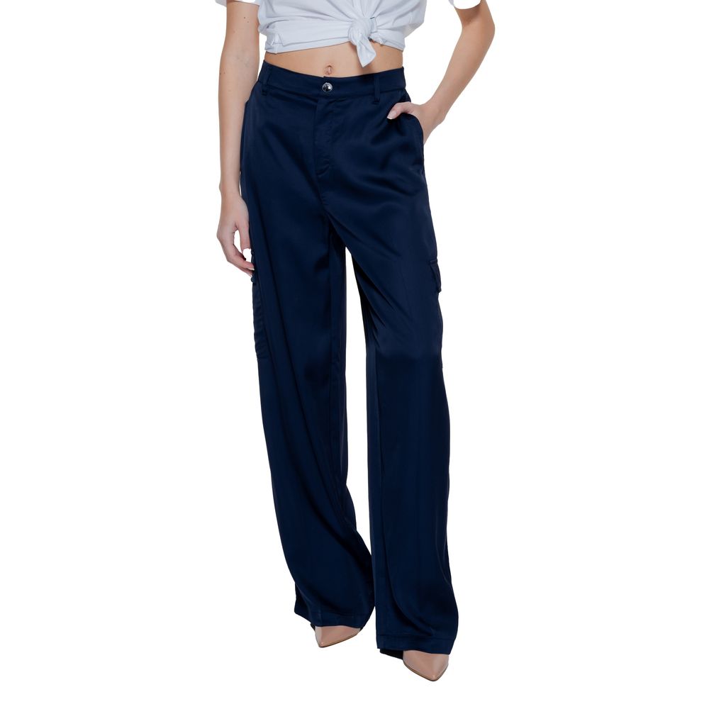 Street One - Elegant Flowing Wide Leg Palazzo Pant - Blue Street One