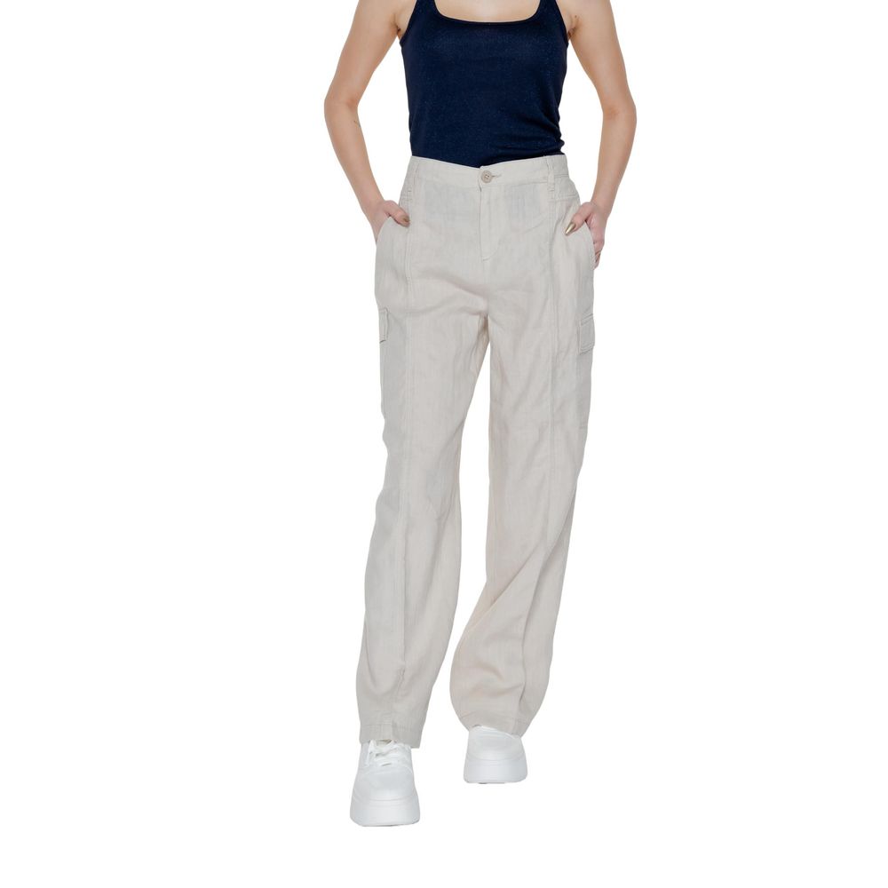 Street One - Relaxed Wide Leg Linen Trousers - Beige Street One