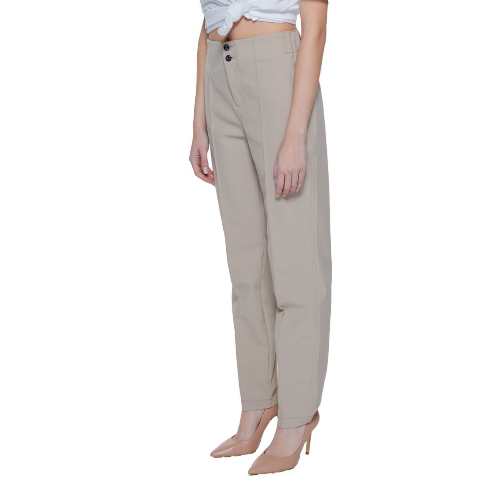 Street One - Polished High-Rise Cigarette Pant with Elastic Back Waist - Beige Street One