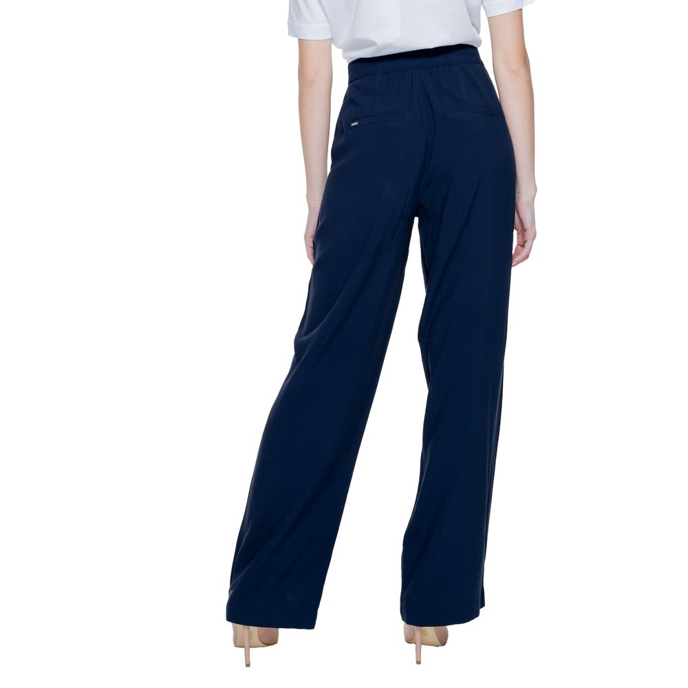 Street One - Elegant High-Waisted Wide Leg Palazzo Trousers - Blue Street One
