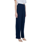 Street One - Elegant High-Waisted Wide Leg Palazzo Trousers - Blue Street One