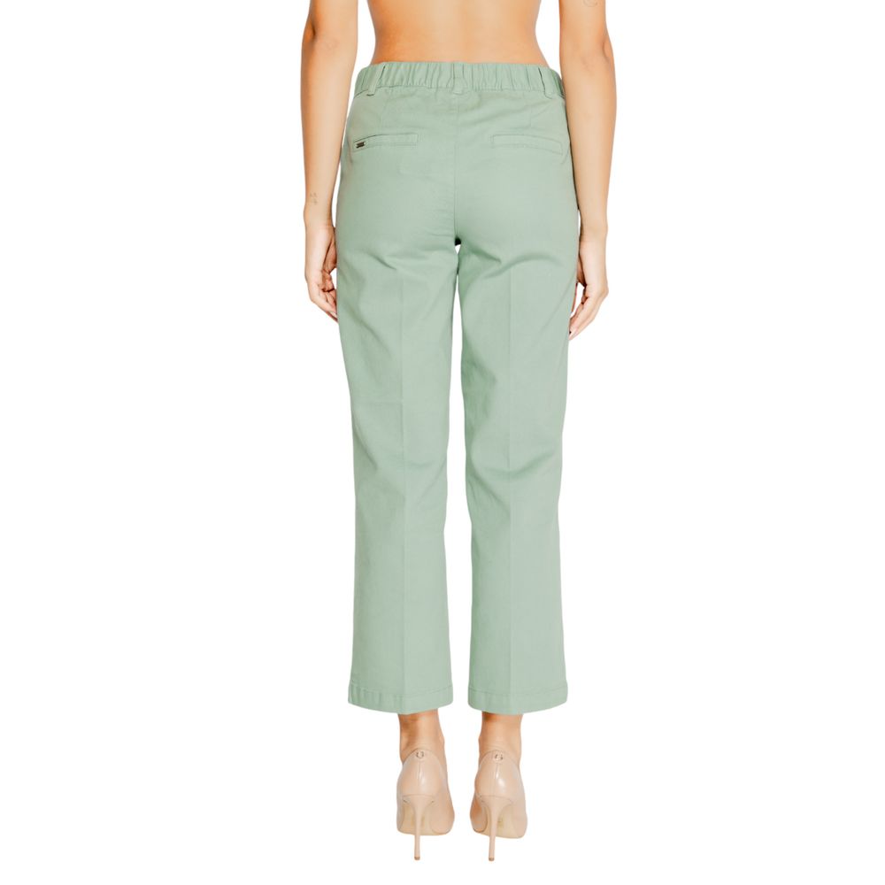 Street One - Elegant Straight Leg Cotton Twill Trousers - Turquoise Street One