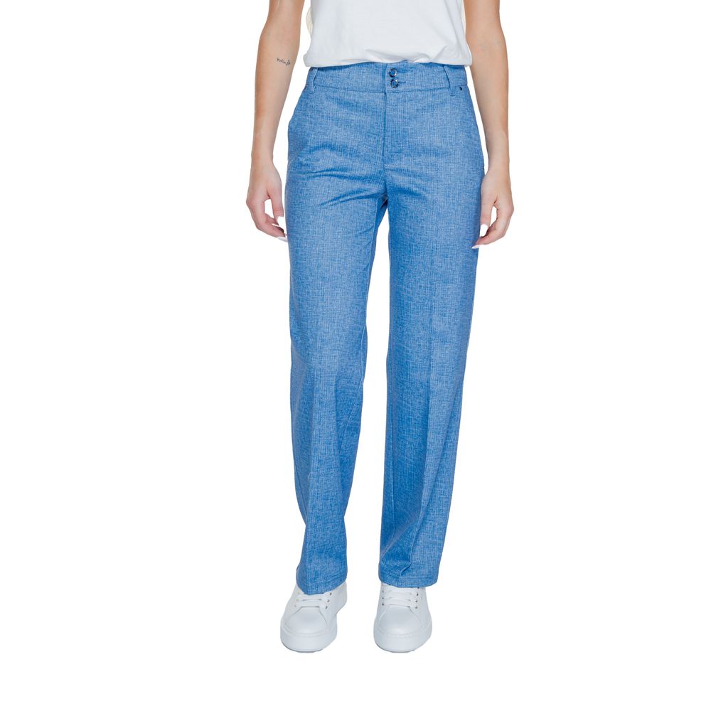Street One - Contemporary Wide Leg Palazzo Trousers - Blue Street One