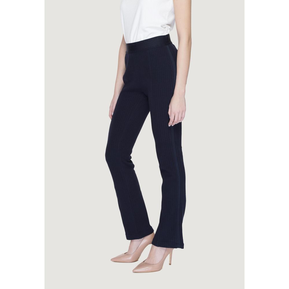 Street One - Polished Bootcut Flared Cotton Pant - Navy Blue Street One