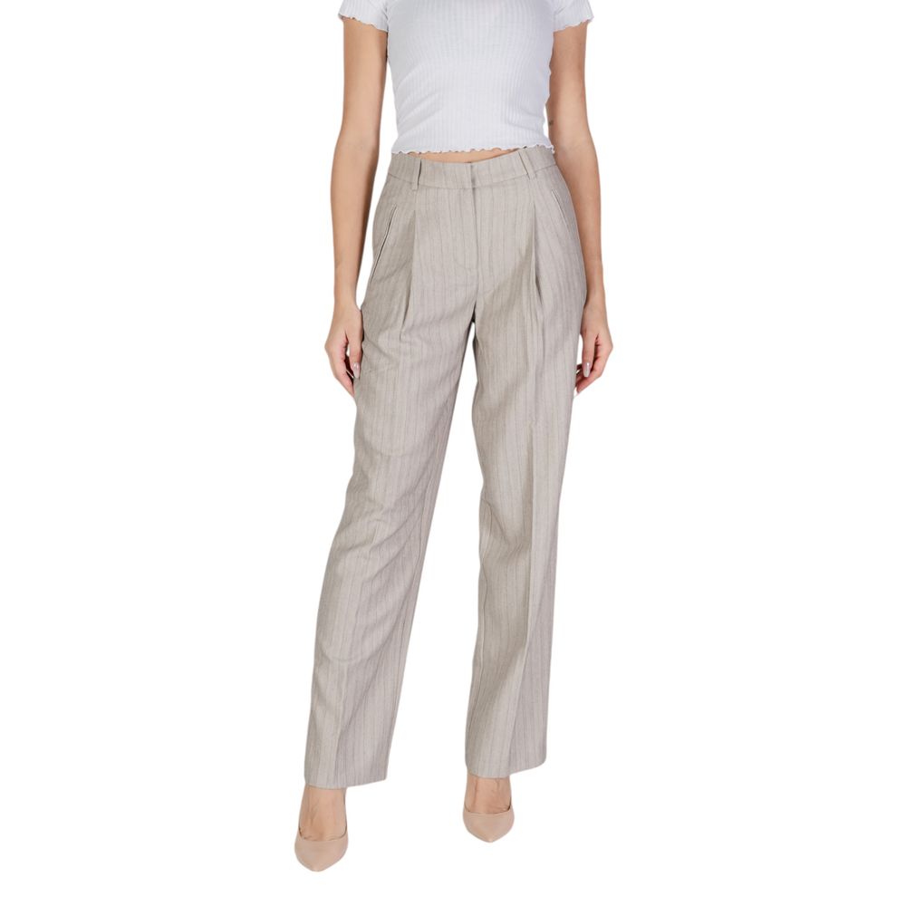 Vero Moda - Sophisticated Herringbone Wide Leg Tailored Trousers - Grey Vero Moda