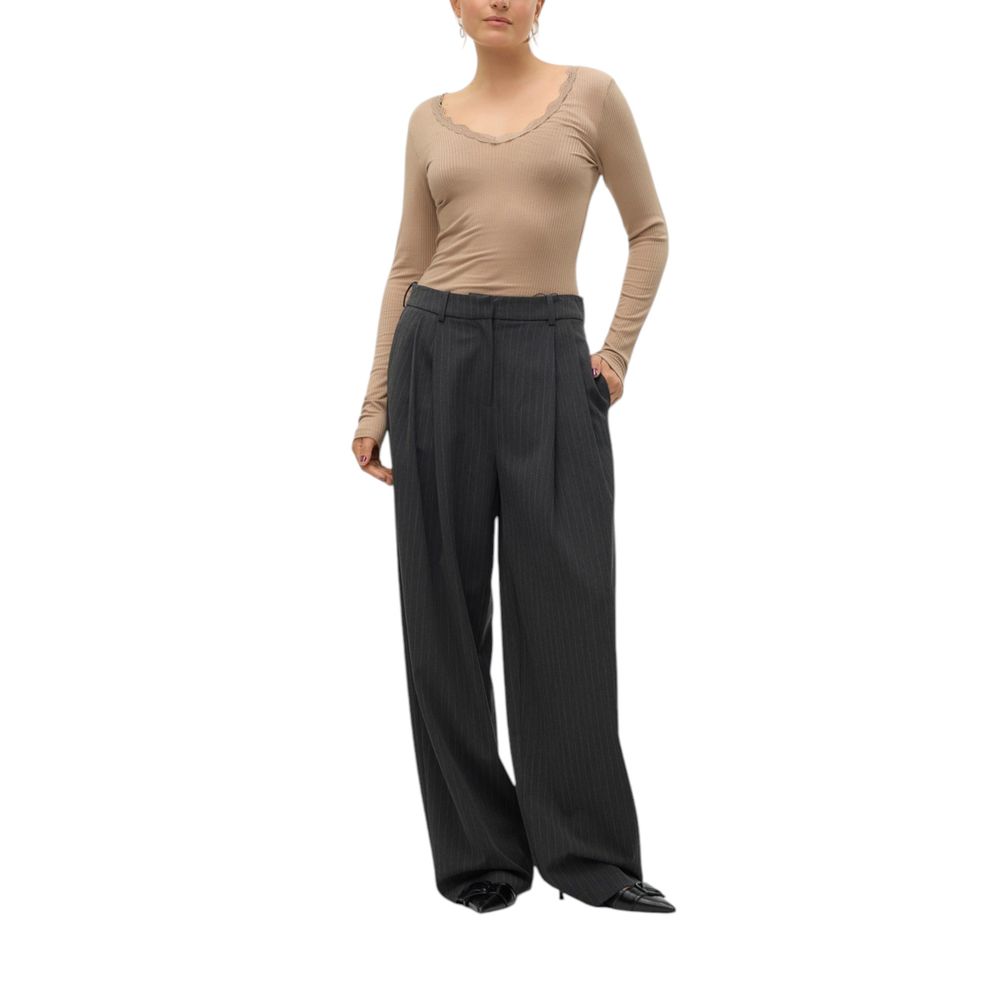 Vero Moda - Sophisticated Wide Leg Pinstripe Trousers - Grey Vero Moda