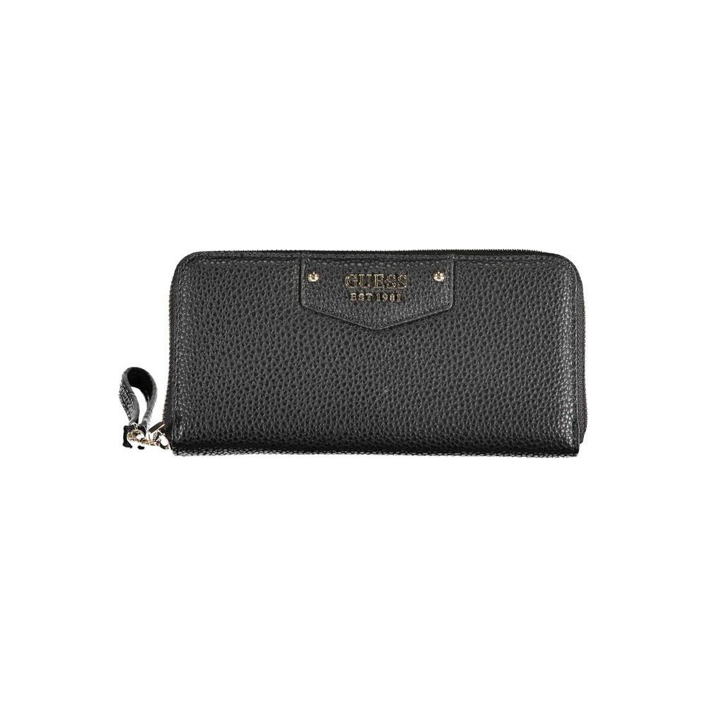 Guess Jeans - Sleek Textured Polyethylene Zip Wallet with Wrist Strap - Black Guess Jeans