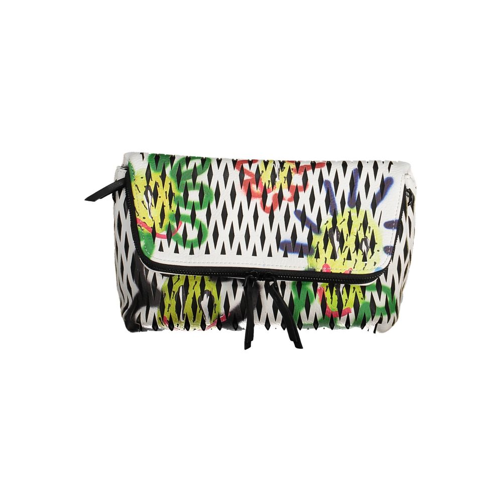 Desigual - Edgy Graffiti Print Polyethylene Shoulder Bag - White Multicolor Desigual