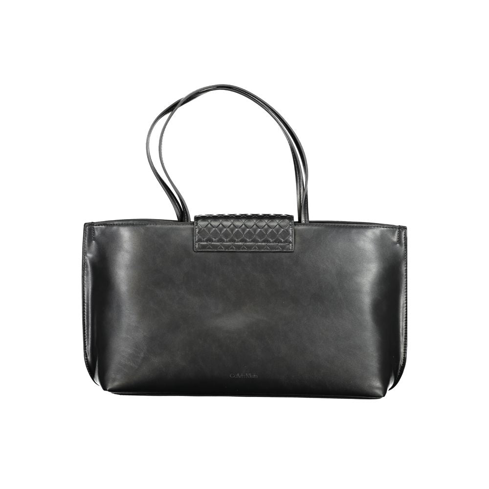 Calvin Klein - Sleek Structured Textured Detail Shoulder Bag - Black Calvin Klein