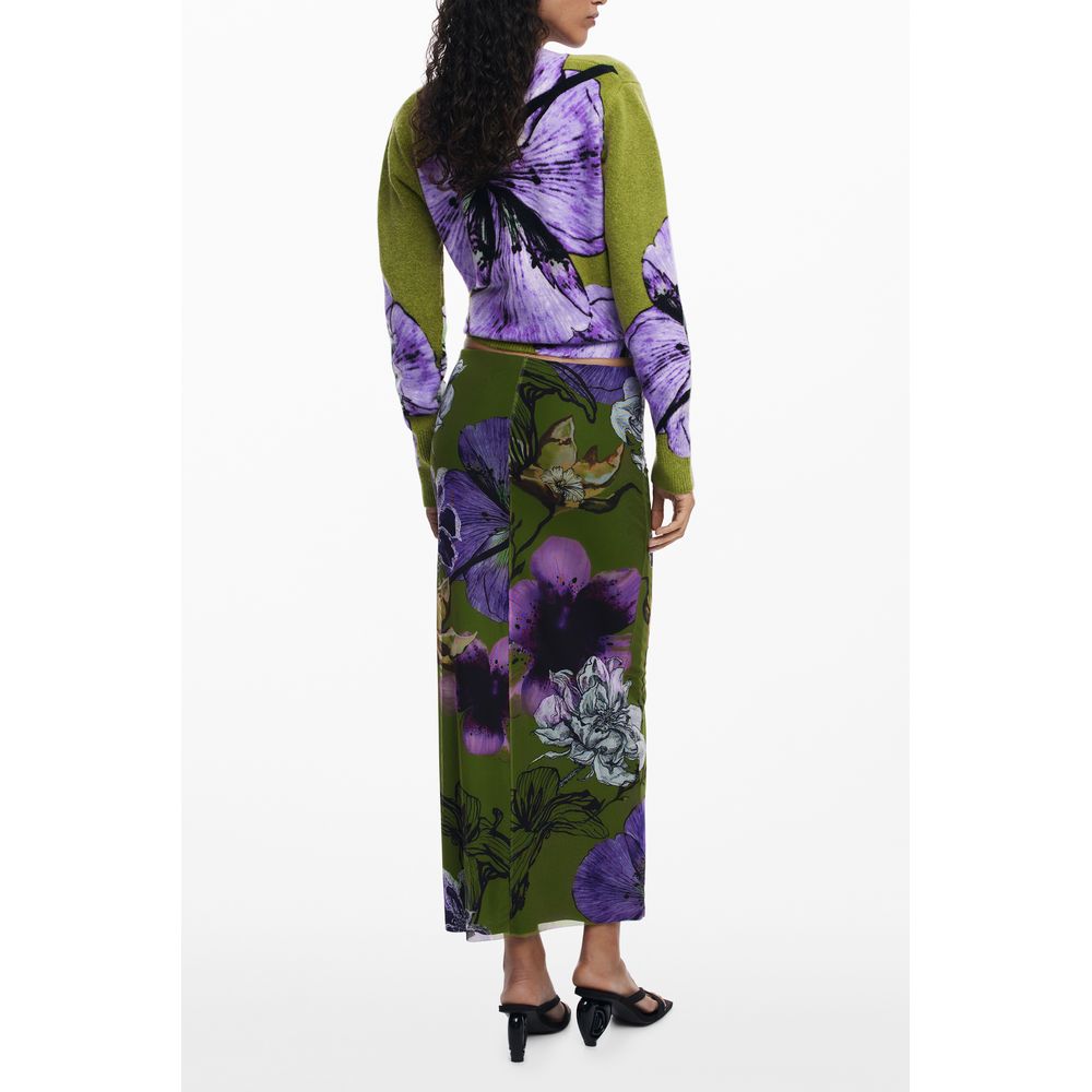 Desigual - Enchanting Long Floral Tulle Skirt - Green Desigual
