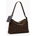 Desigual - Eclectic Patchwork Studded Shoulder Bag - Brown Desigual
