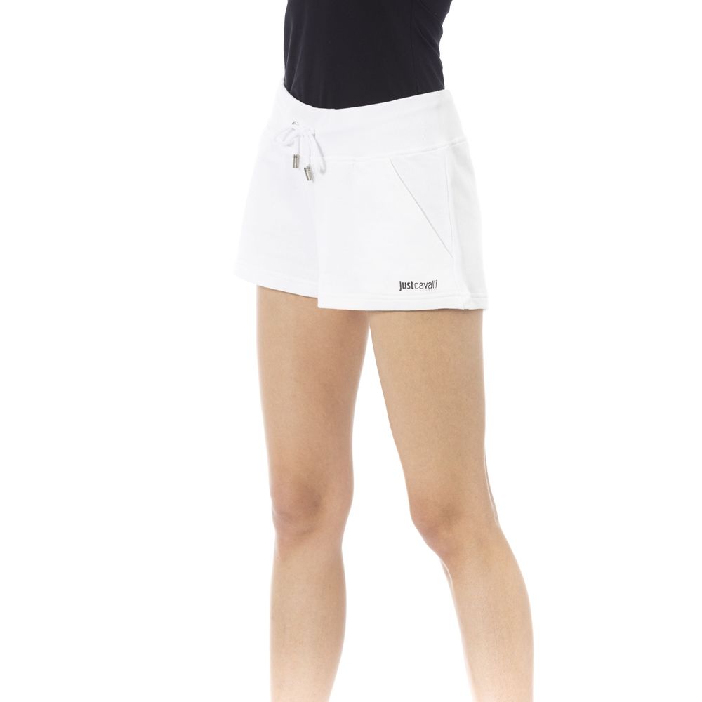 Just Cavalli - Relaxed Cotton Sweat Shorts with Logo Detail - White Just Cavalli
