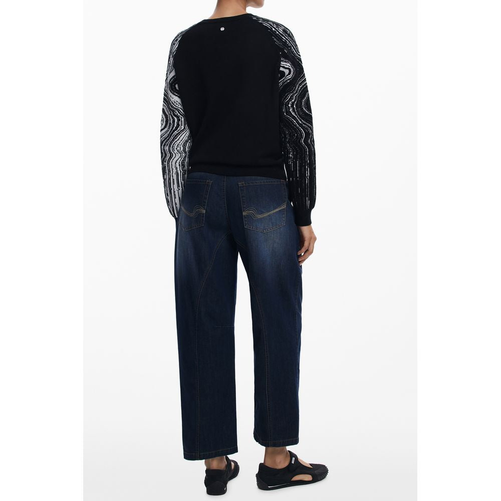 Desigual - Bold Abstract Sleeve Regular Knit Sweater - Black Desigual