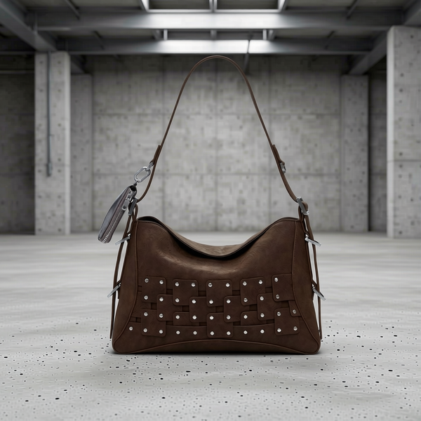 Desigual - Eclectic Patchwork Studded Shoulder Bag - Brown Desigual