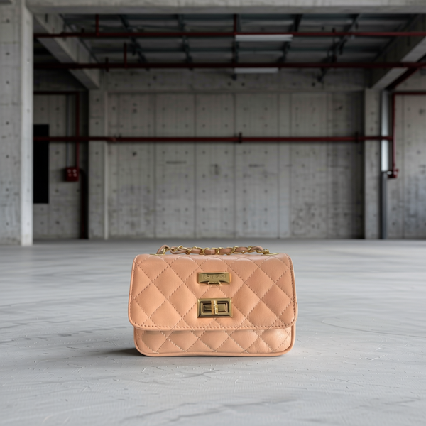 Baldinini Trend - Elegant Quilted Leather Mini Chain Crossbody Bag - Beige