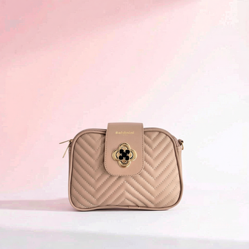 Baldinini Trend - Chic Quilted Chevron Crossbody Bag - Beige