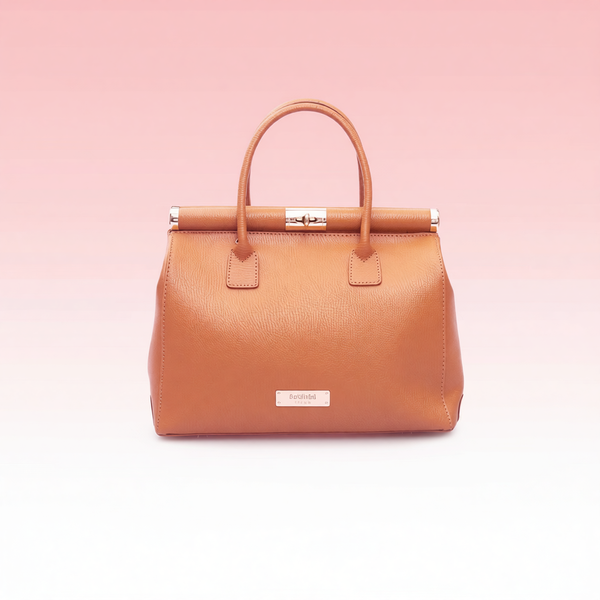 Baldinini Trend - Structured Textured Shoulder Bag With Top Handles - Tan Baldinini Trend