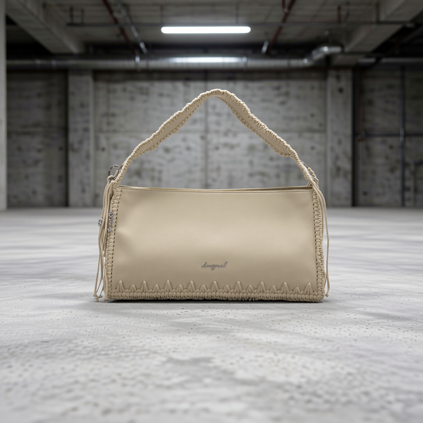 Desigual - Bohemian Braided Studded Shoulder Bag - Beige Desigual