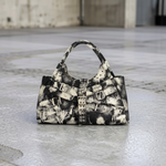 Desigual - Edgy Abstract Print Canvas Shoulder Bag With Buckles - Black Abstract Desigual