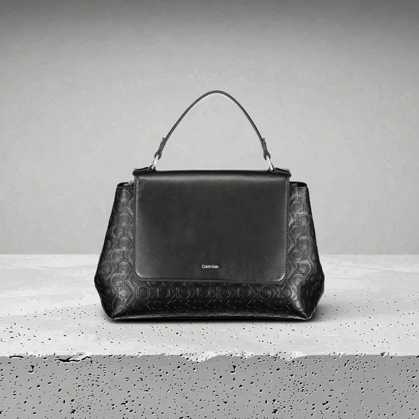 Calvin Klein - Structured Monogram Shoulder Bag - Black