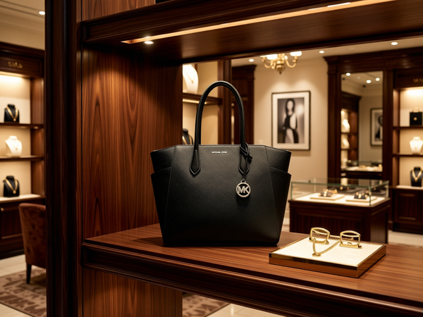 Michael Kors - Polished Leather Medium Signature Tote Bag - Black Michael Kors