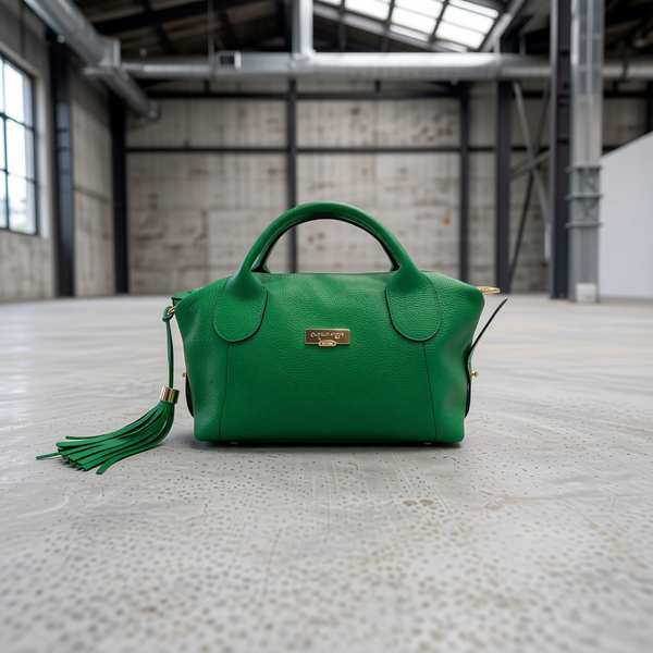 Baldinini Trend - Structured Textured Leather Tassel Shoulder Bag - Green