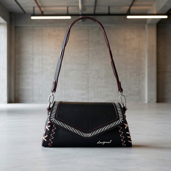 Desigual - Bold Relief Print Structured Shoulder Bag - Black Desigual