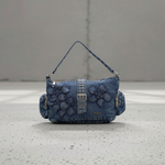 Desigual - Bold Floral Appliqué Denim Shoulder Bag - Blue Desigual