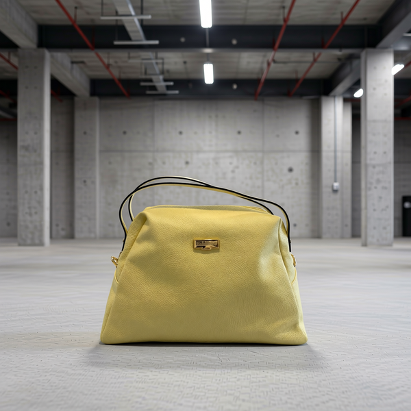 Baldinini Trend - Textured Cowhide Shoulder Bag With Dual Handles - Yellow